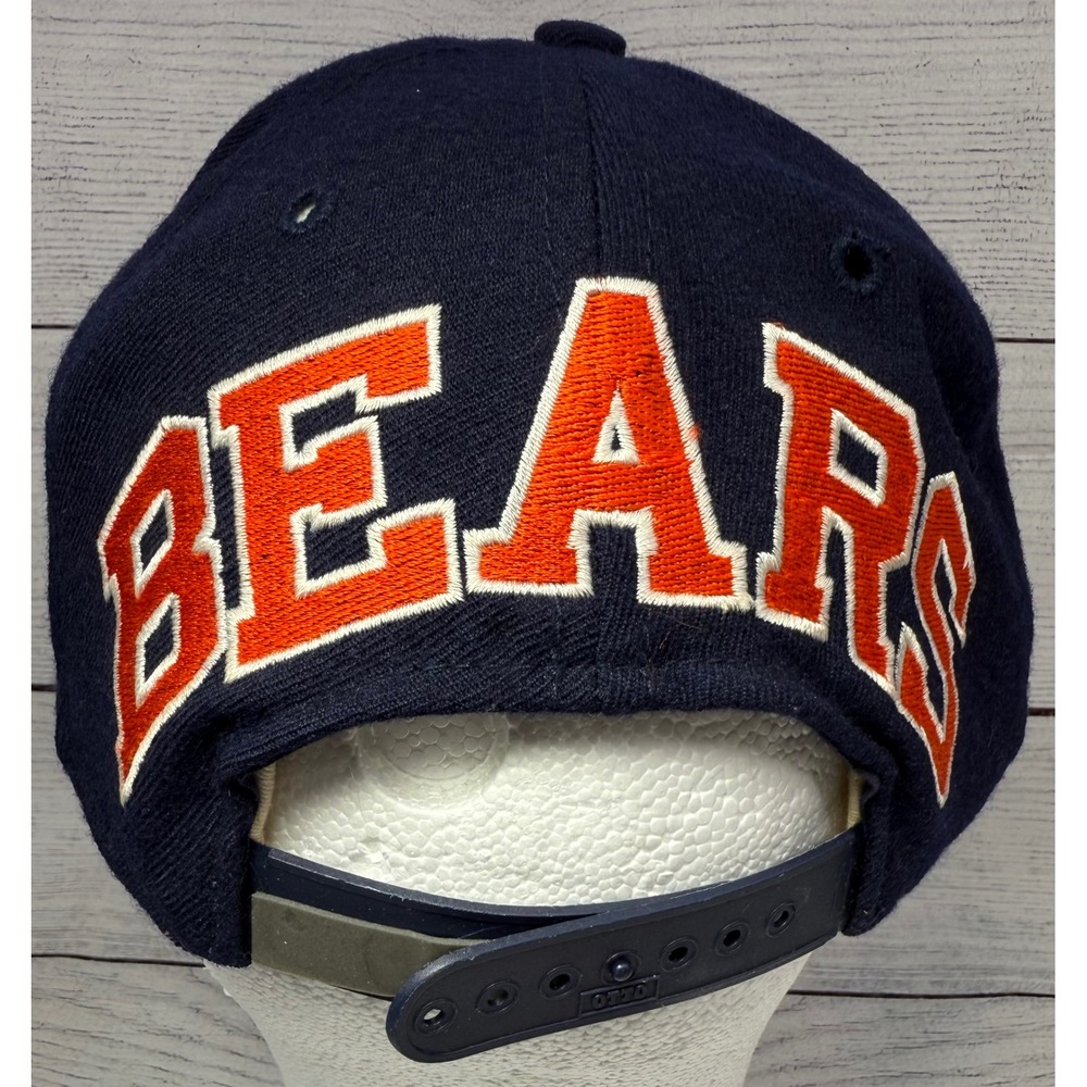 Chicago Bears NFL 100% Wool Snapback Hat Navy Orange Embroidered Logo - Picture 3 of 8